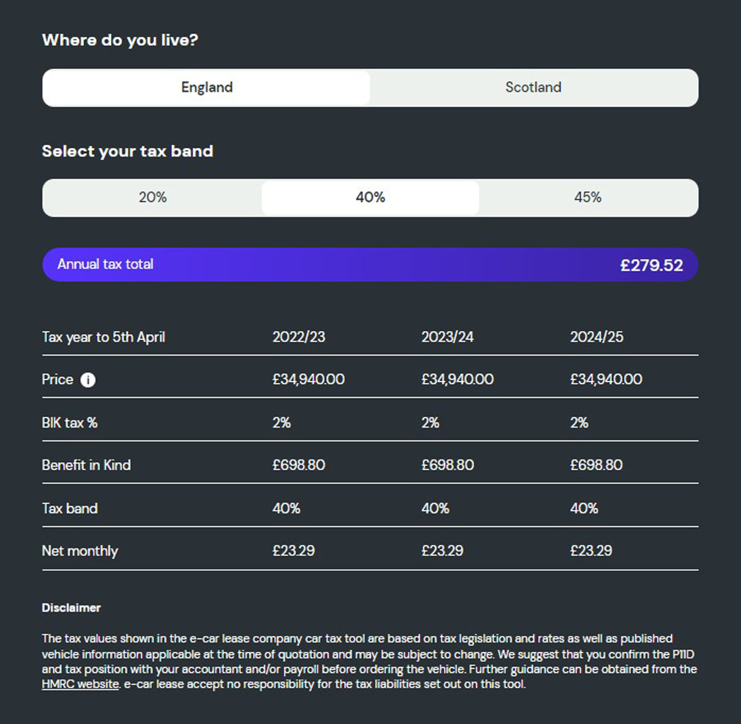 What is the company car tax on the VW ID4 Life Pure?      
