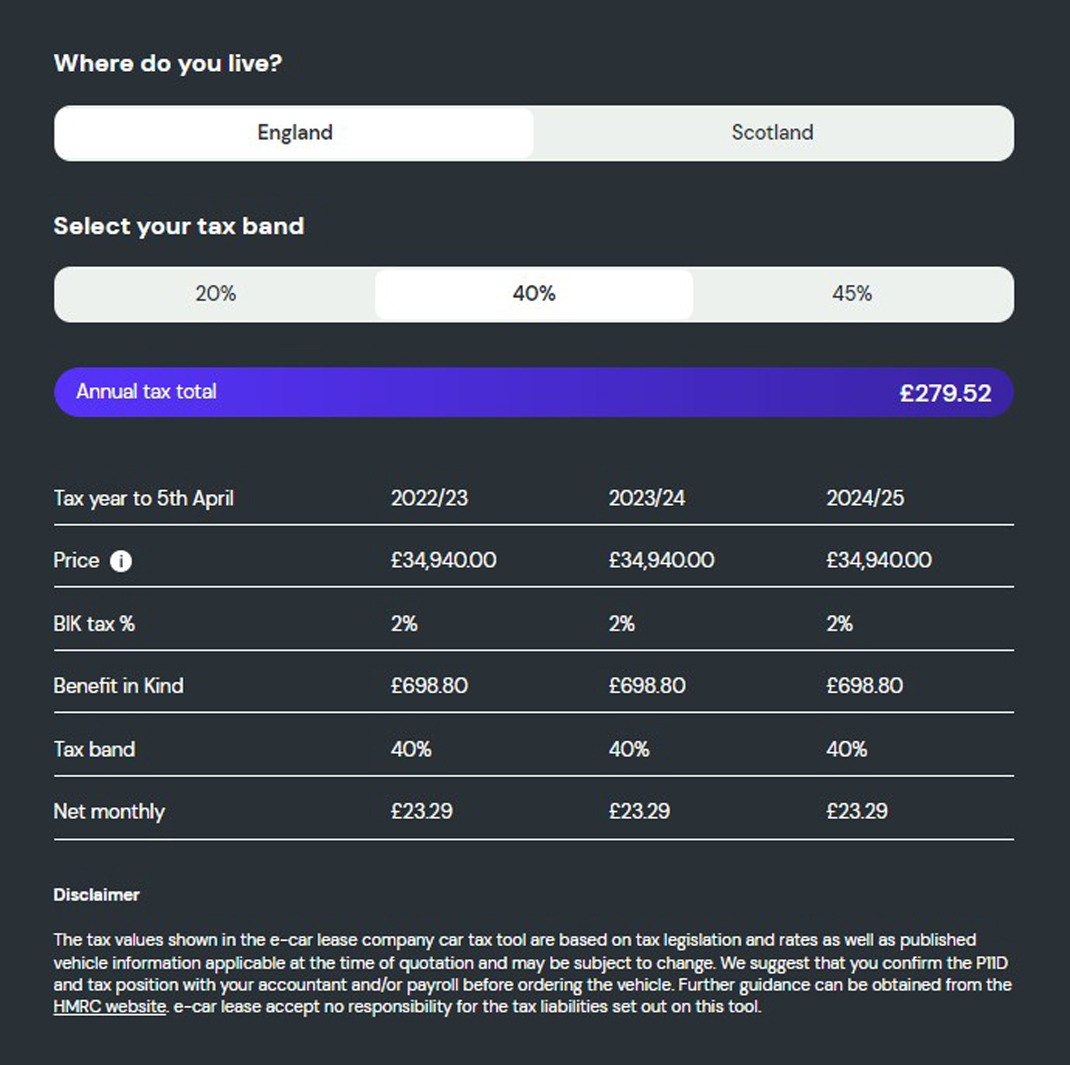 What is the company car tax on the VW ID4 Life Pure?      